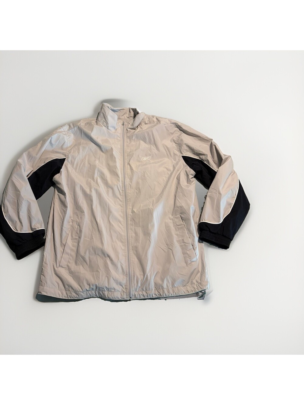 VINTAGE 90s Reebok Jacket Mens XL Gray Cotton Windbreaker Pullover Track Jacket